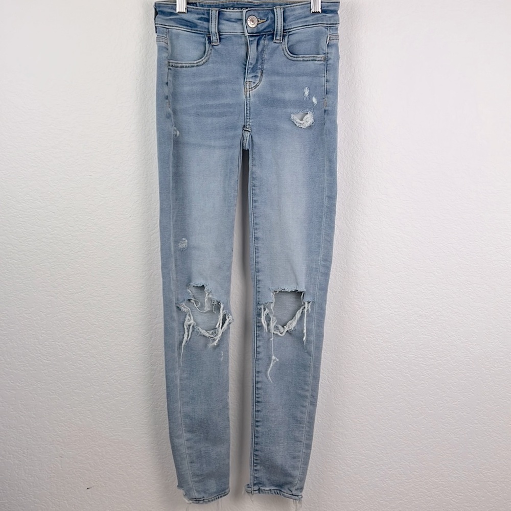 American Eagle Next Level Stretch Jegging Denim Distressed Size 00 Preowned